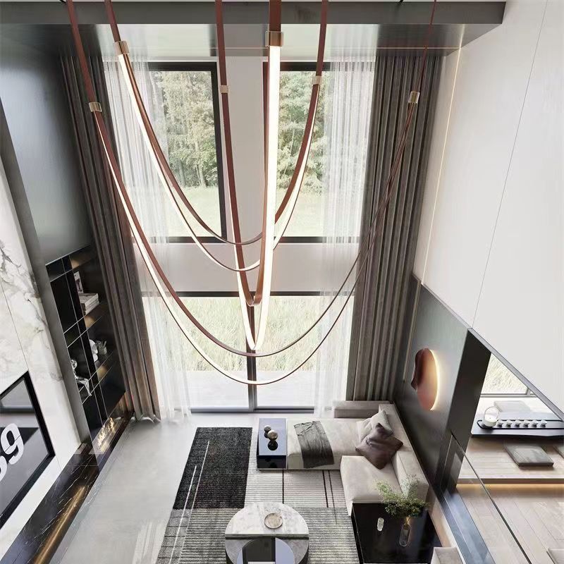 Lámpara de cinturón de diseño moderna y simple lámpara de comedor Villa sala de estar sala modelo para elegir alto duplex LOFT lámpara de escalera