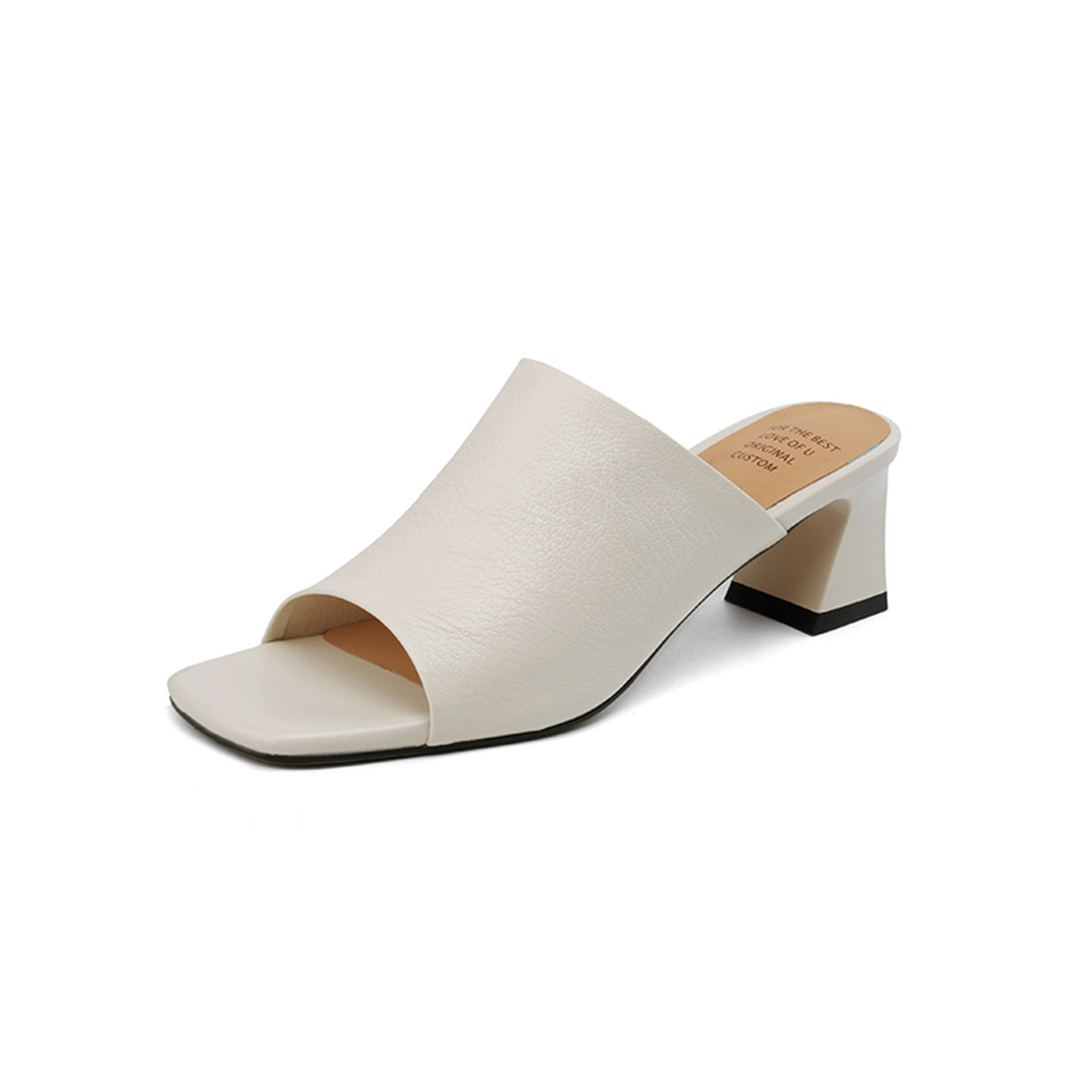 Sandal cao gót nữ hở mũi quai ngang da bò đục lỗ, gót 7 cm — Đen và cao 7 cm chi tiết 26