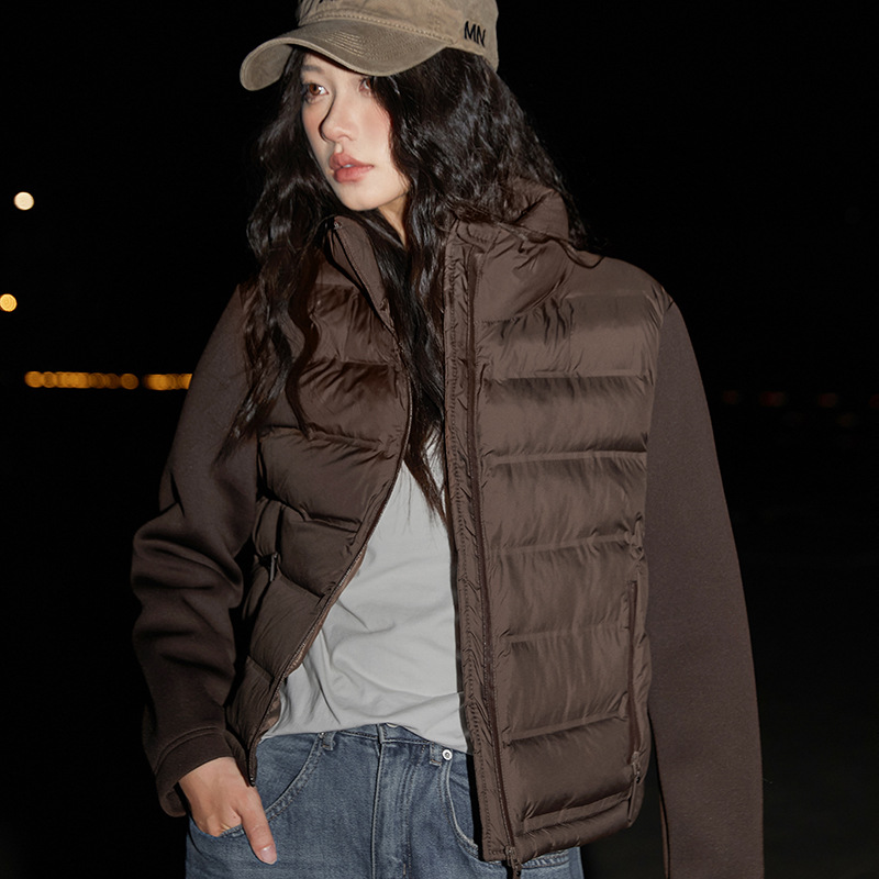Comercio exterior 2024 otoño y invierno nuevo estilo extranjero chaqueta de algodón corta delgada chaqueta de algodón de estilo europeo y americano chaqueta de empalme