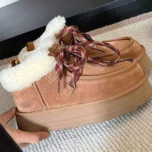 厚底芙卡拉系带便鞋2025冬季雪地靴女士时尚百搭加厚加绒零下棉鞋