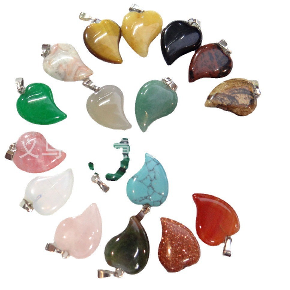 Venta caliente en forma de corazón colgante natural cristal Rosa ágata piedra torcida corazón colgante melocotón corazón collar accesorios Diy