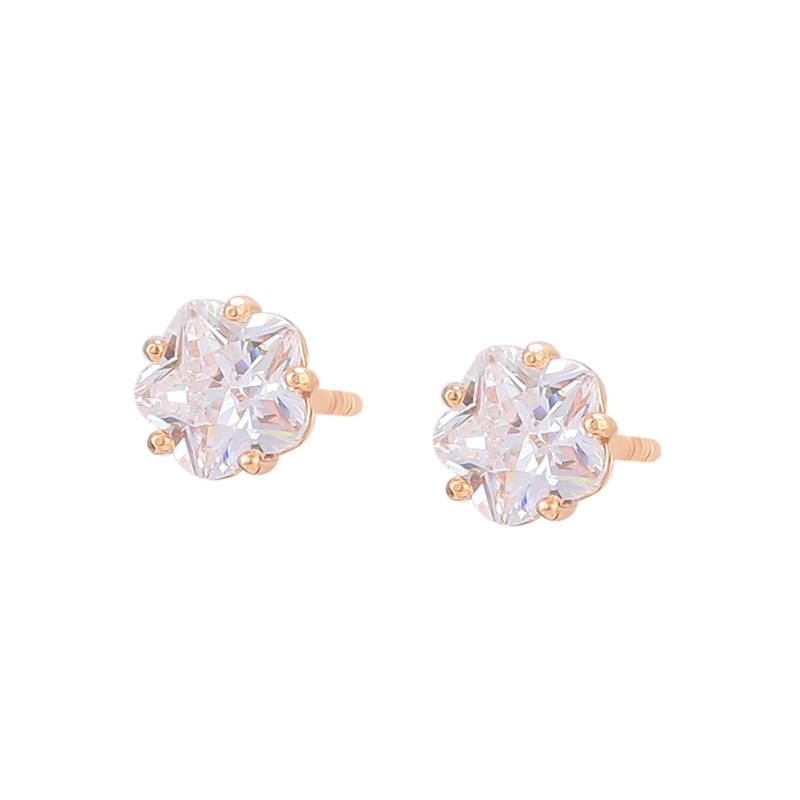 Pendientes de Flor con Piedra Única de Aleación de Cobre para Mujer