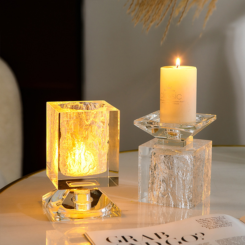 Retro Ice Candlestick Decoration Light extravagance originality household candle Restaurant desktop Home Furnishing decorate gift romantic a decoration