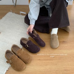 真皮勃肯鞋女2025新款秋冬复古日系丑萌单鞋一脚蹬百搭休闲平底鞋