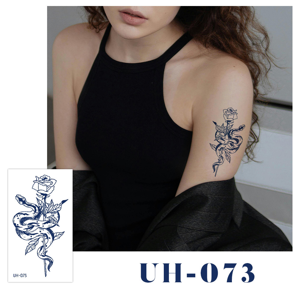 新しいジュースハーブタトゥーシール、半永久的、韓国で人気、原宿風、防水、ミニマルなタトゥーシール、英語文字