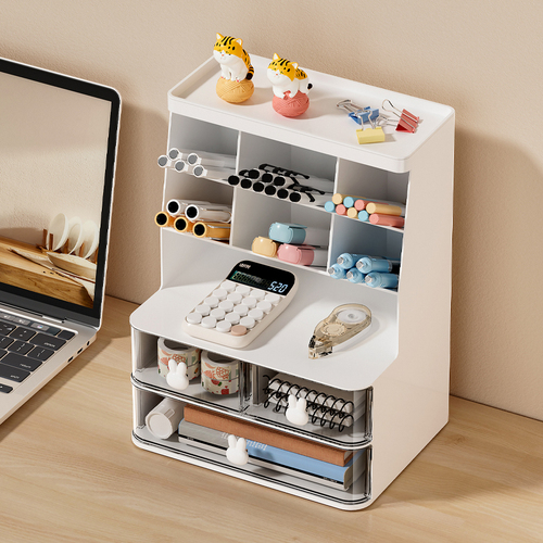 Desktop pen holder multifunctional office children's storage rack student desk organizer box storage box cute pen holder
