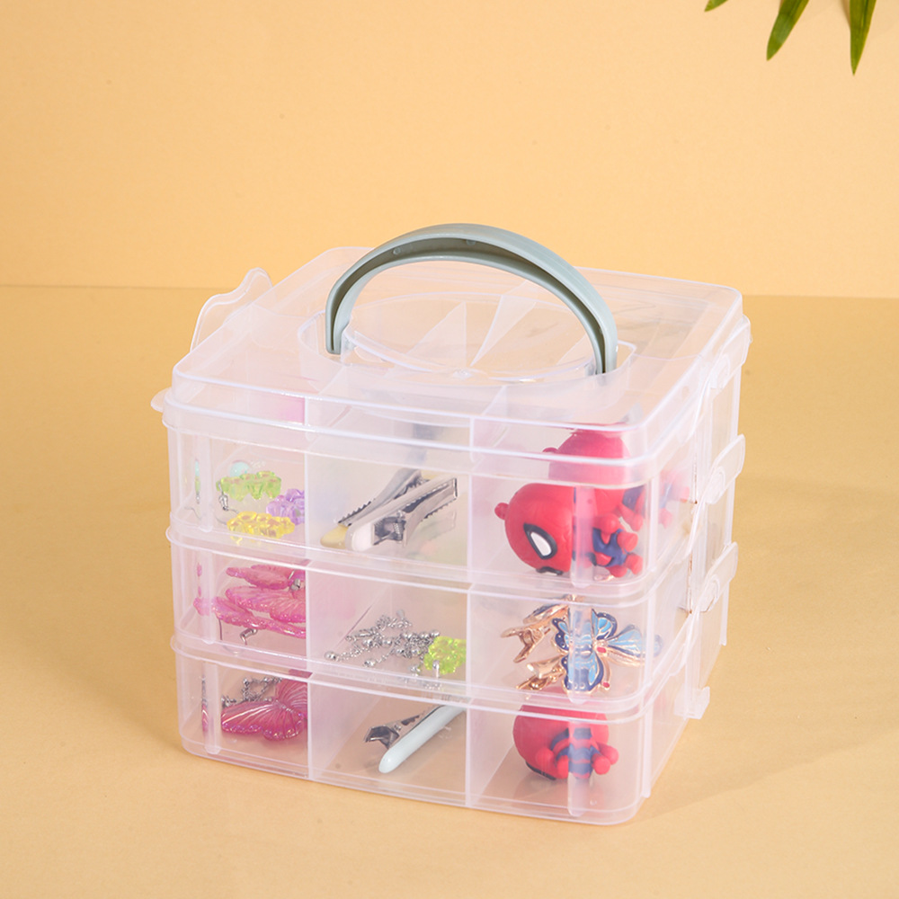固定大三層pp 18格手提げ収納箱金物工具セット整理箱レゴ玩具収納箱