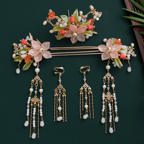 Hanfu Head Accessories Children Tang Dynasty Ming Style Hair Crown Fairy Tailflow Ancient Style Hair Clips Hairpins Accessories for Girls