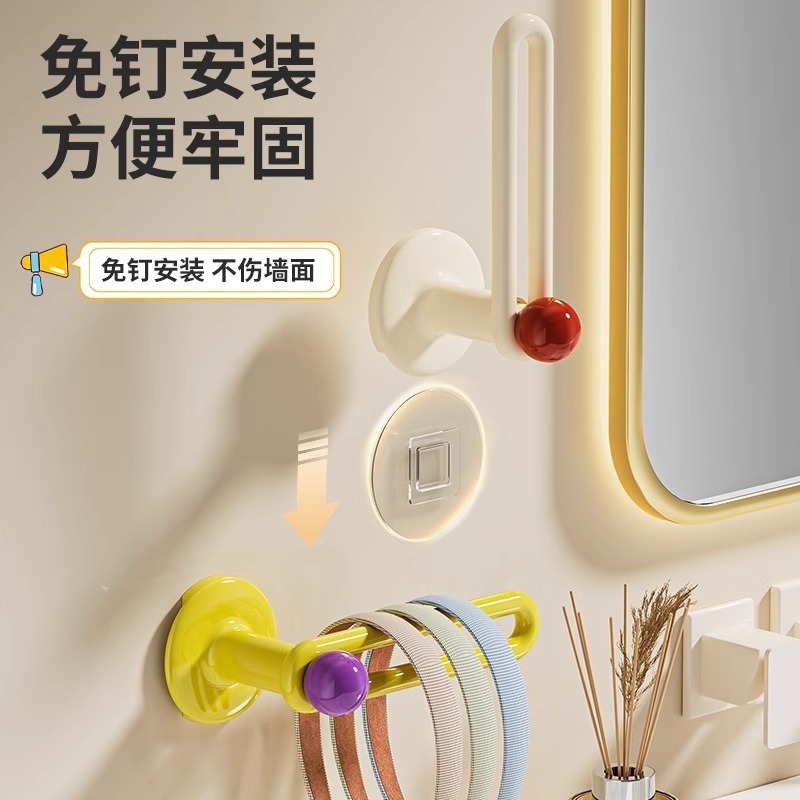 发圈头绳收纳架多巴胺挂钩粘钩卫生间发饰皮筋发箍首饰品壁挂神器|undefined