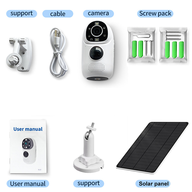 V380 cámara de batería solar cámara de energía solar al aire libre monitoreo impermeable