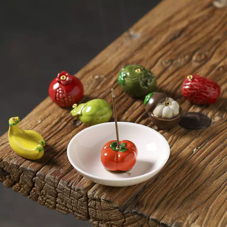 handmade ceramic simulation fruit incense plugs incense plugs creative ornament tea ceremony fragrant fragrant fragrant incense furnace line incense seat