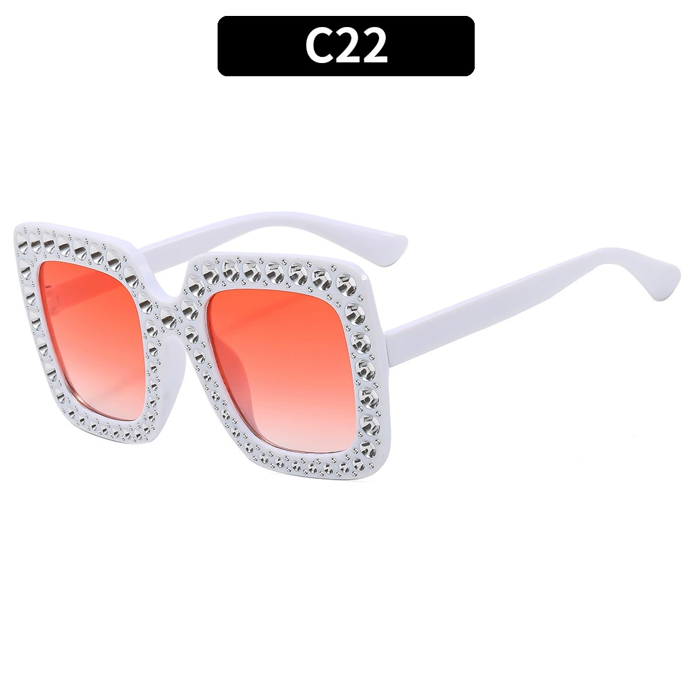 Retro Square Sunglasses, Multicolour European Style, Oversized Rhinestone Frame