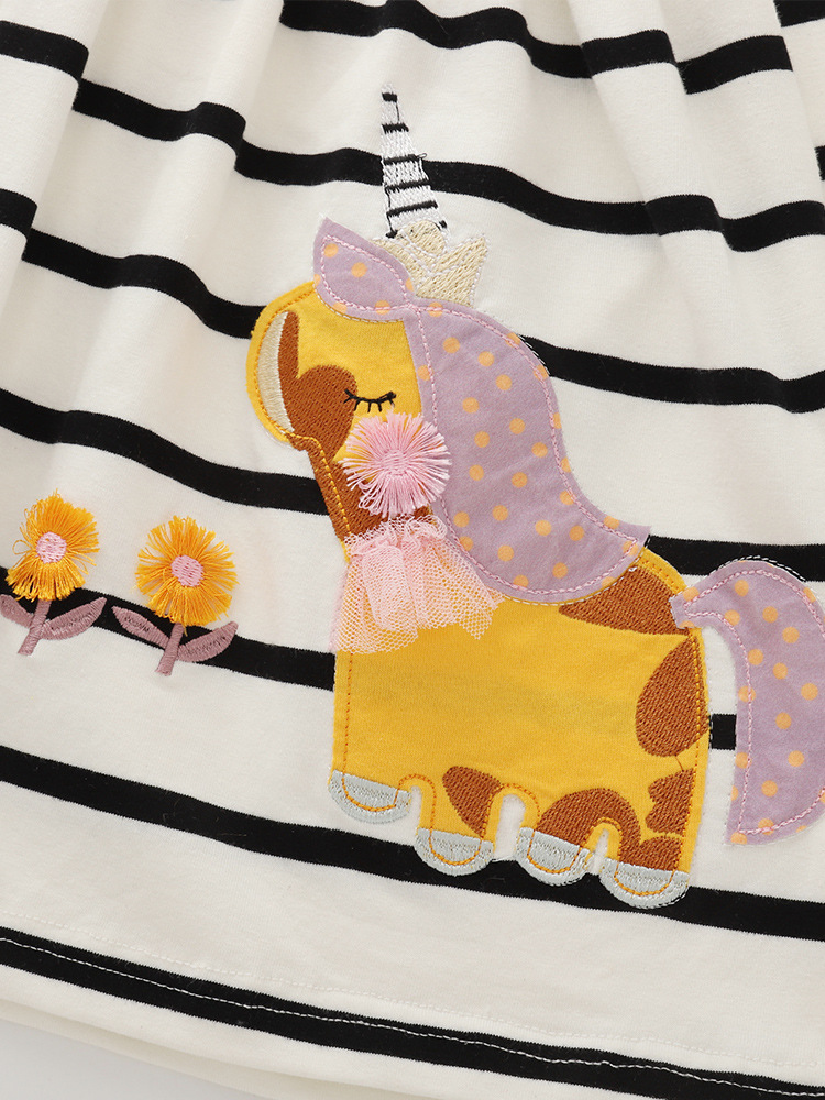 Transfronterizo malwee vestido a rayas de niñas otoño y invierno nuevo estilo europeo y americano de niños de media edad cuello redondo manga larga linda falda de princesa