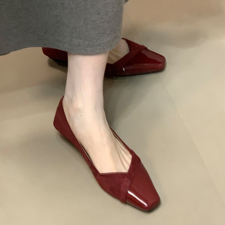 澜柜 法式小香风单鞋女2025年秋季新款绒面拼接晚晚鞋通勤温柔鞋|undefined