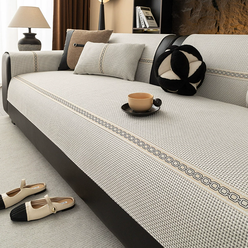 2025 новые льняные сплошные диванные подушки четыре сезона универсальный легкий и роскошный премиум прямой нескользящий чехол для сиденья