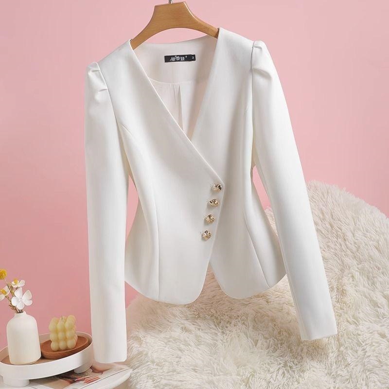 Elegant and Luxurious Women's Blazer, Long-Sleeved Shirt, New Spring and Autumn Style, Slim-Fit Waist-Cinching Top, Plus Size Women's Suit