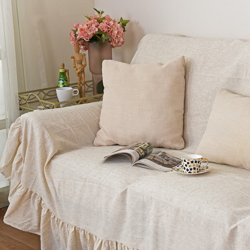 Lexuanxiu new product Nordic simple sofa towel wholesale hemp color ruffled sofa full cover cloth anti-cat claw manufacturer