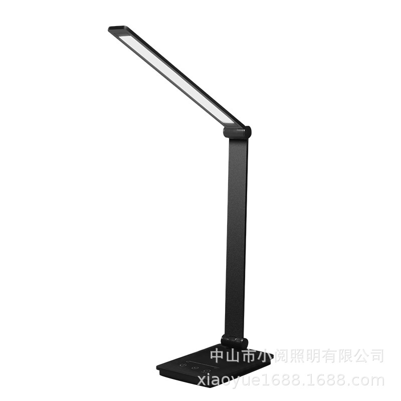 Lámpara de Escritorio con Carga Inalámbrica y Protección Ocular, Estilo Americano, Plegable, LED, para Dormitorio, Estudio, Lectura, Regulable