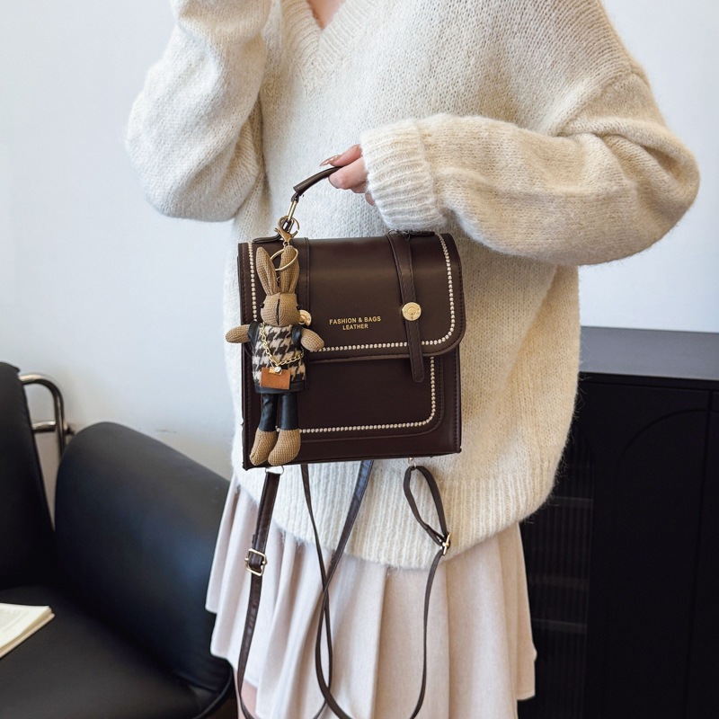 2024 invierno nuevo estilo retro estilo universitario doble mochila de mujer temperamento multifuncional mirad mochila