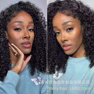 Promotion180%Kinky Curly  lace frontal真人发假发humanhairwig