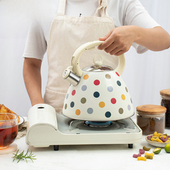 New Colorful Polka Dot Horn Whistle Water Kettle Amazon Cross-border Whistling Water Kettle Kitchen Hotel Restaurant Boiling Water Kettle 3L