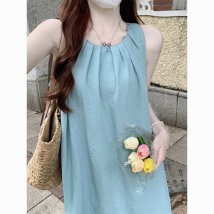 French Dress Women's Summer New Fashion Seaside Resort Style Gentle Halter Neck Sleeveless Vest Long Skirt
