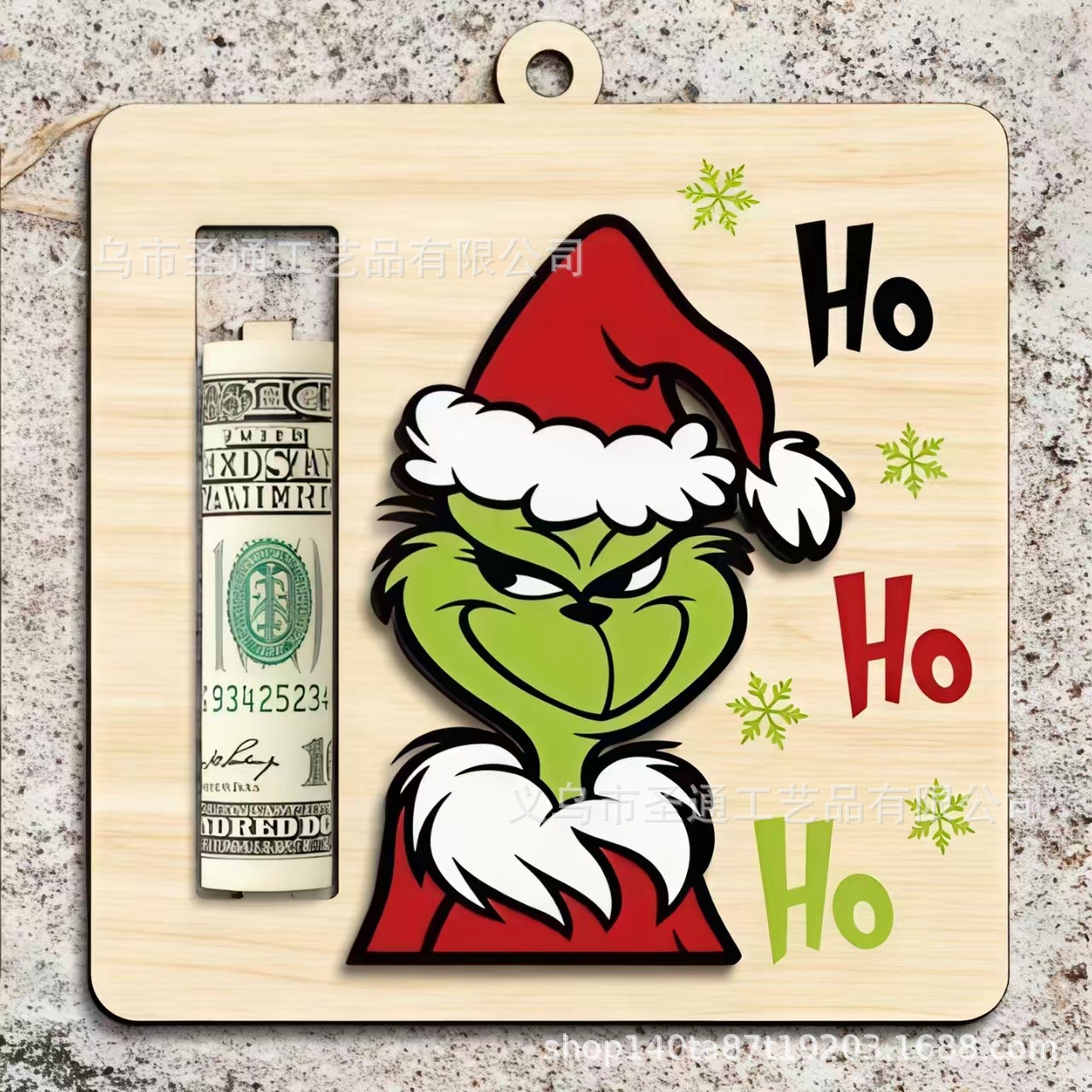 Navidad Cartoon Money Holder Ornament Navidad Green su cartera