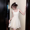 Sleeveless vest， small white dress， princess mesh fluffy dress