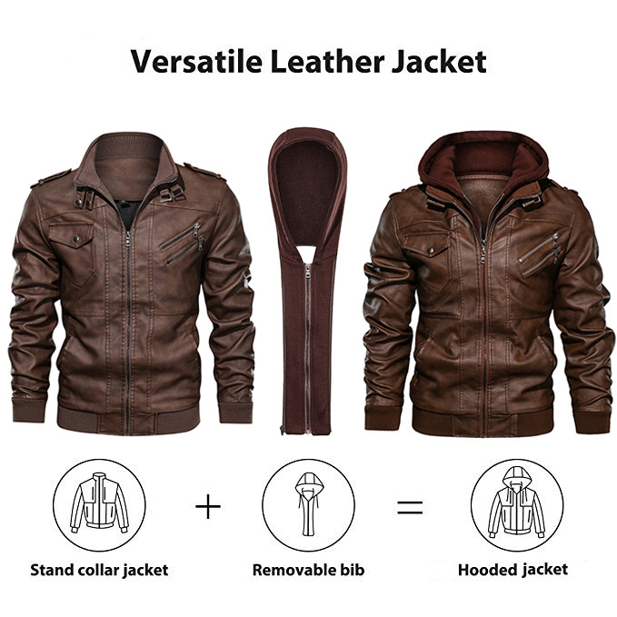 Men's Leather Jacket Slim Fit Zip Up Motorcycle Coat For Winter_voghion.com
