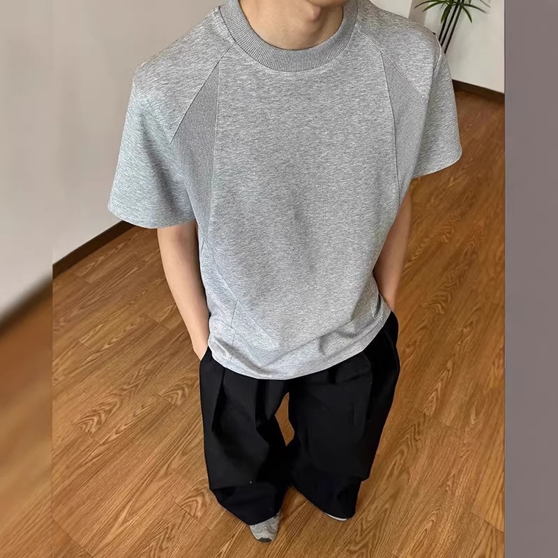 Men's Premium Heavyweight T-Shirt – Structured Shoulder Retro Design With Ribbed Neckline & Breathable Polyester_voghion.com