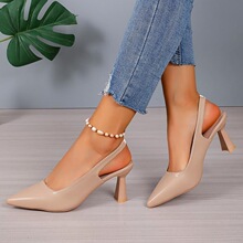 D 22569 Pointed Toe Open Back High Heel Sandals ���^�߸���Ь