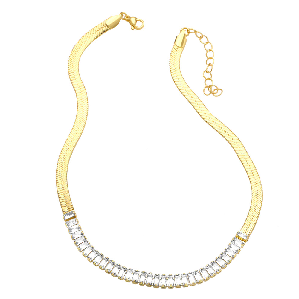 Fashion Copper Geometric Pattern Necklace Daily Zircon Copper Necklaces