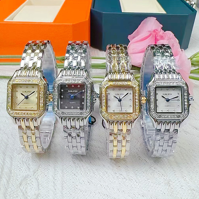 Sunlifex Popular Women's Watch Small Square Small Gold Watch Cross-Border Douyin Popular Niche Full Diamond Banquet Quartz Watch Sunlifex Popular Women's Watch Small Square Small Gold Watch Cross-Border Douyin Popular Niche Full Diamond Banquet Quartz Watch