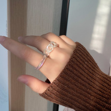 新款INS潮时尚设计韩国链条树脂戒指套装女个性森系少女指环戒子