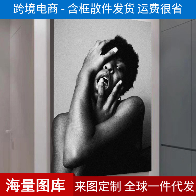 Sexy women's decorative painting black and white figure photography bar Qingba KTV hanging painting advanced underwear art painting 3047