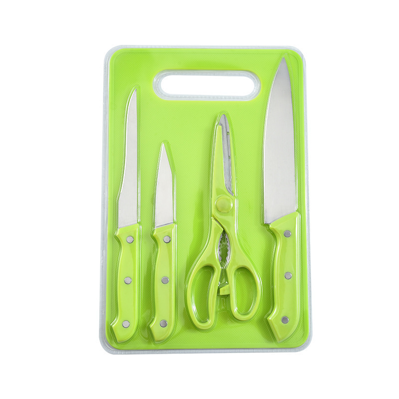 Juego de regalo de cinco piezas de cuchillo de fruta de acero inoxidable multicolor de punto transfronterizo