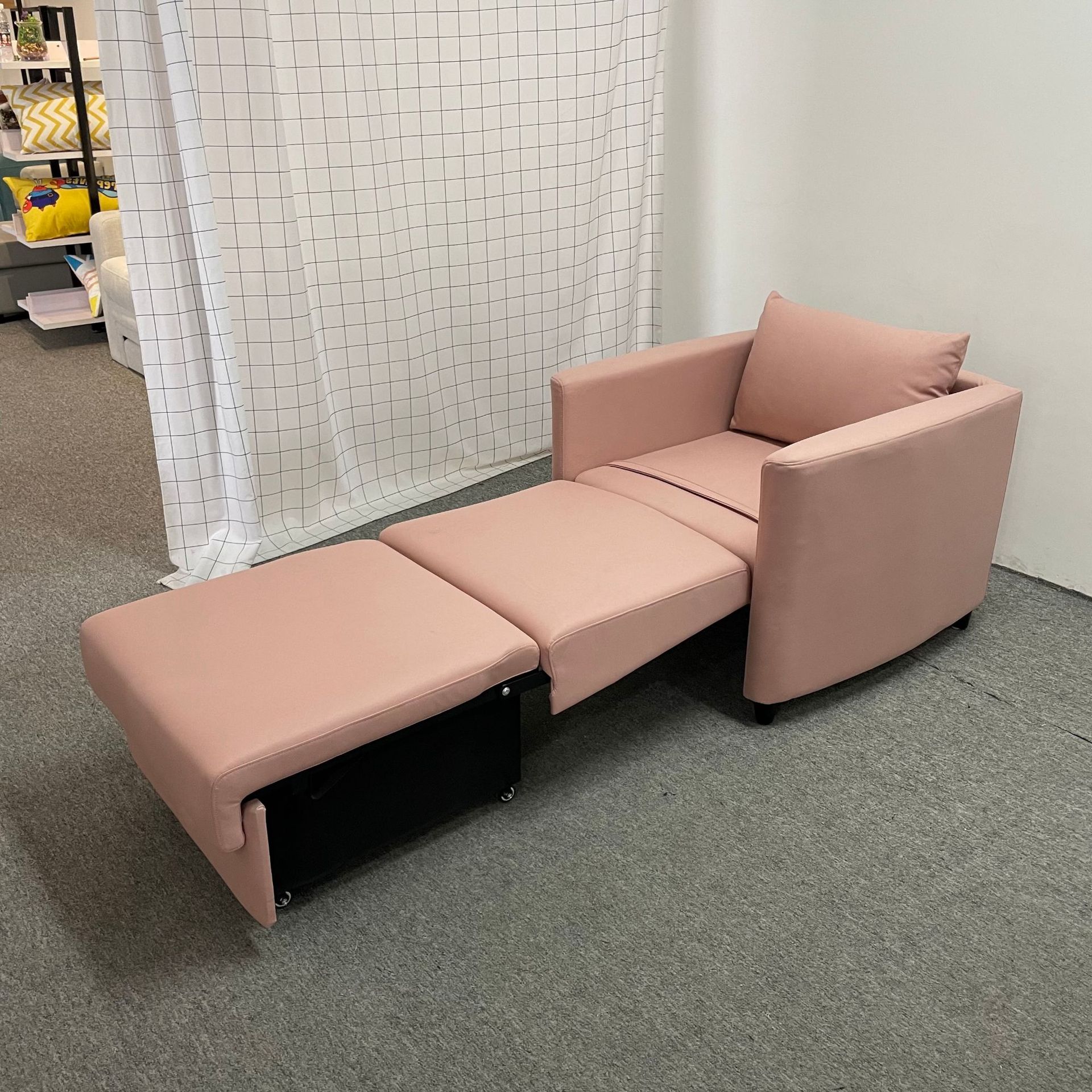 Almacenamiento plegable multifuncional de una sola persona balcón sofá cama de almuerzo tecnología tela de cuero silla de acompañamiento médico