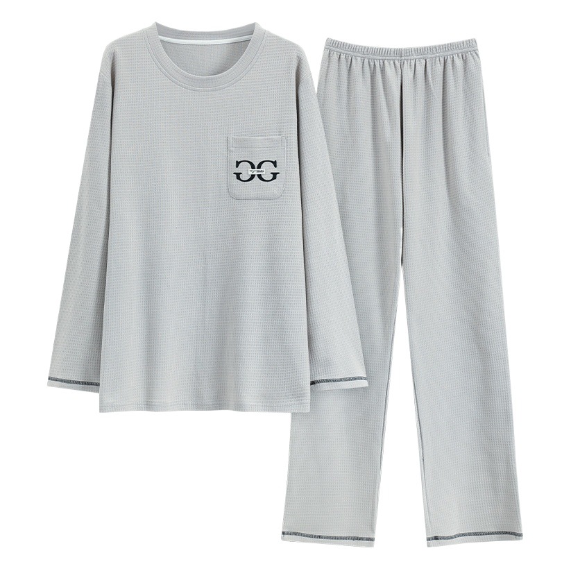 Pijamas de los hombres primavera y otoño manga larga casual simple juventud más tamaño estilo coreano vestir prendas exteriores suéter homewear traje