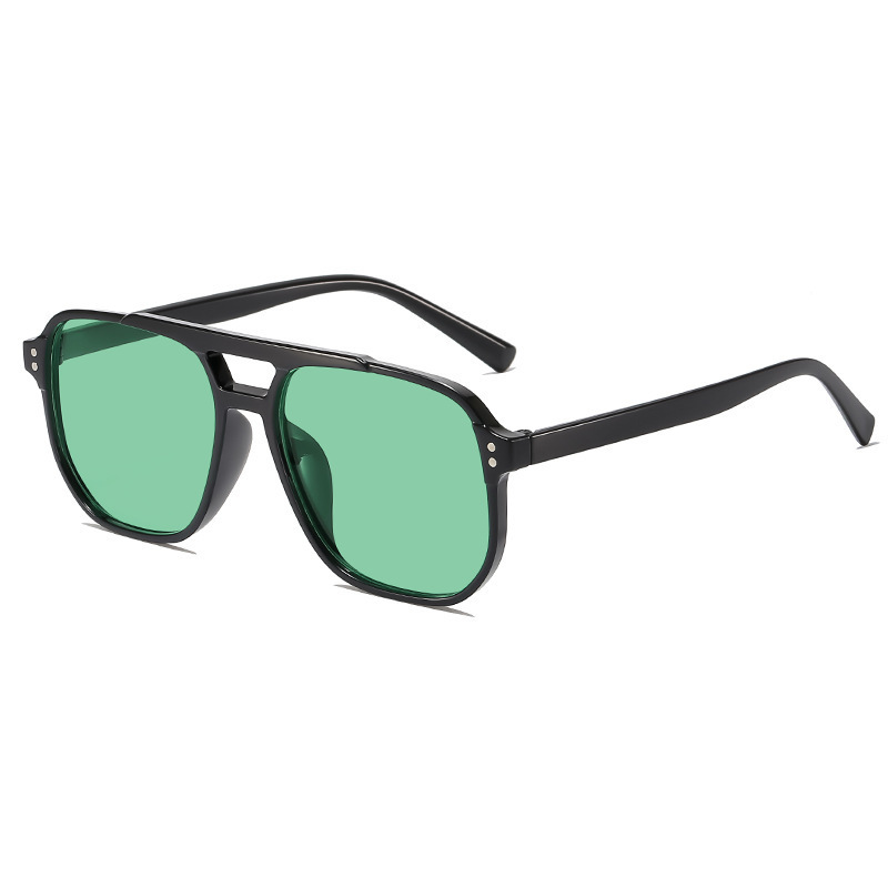 Gafas de sol vintage de doble puente, estilo transfronterizo, modernas y sencillas, con montura grande y lentes de estilo oceánico.