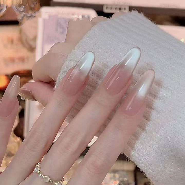 電球キャットアイ手作りウェアラブルネイルインハイエンドヌードカラーグラデーション純粋な欲望美白オーロラパウダーキャットアイネイルアートステッカー|undefined
