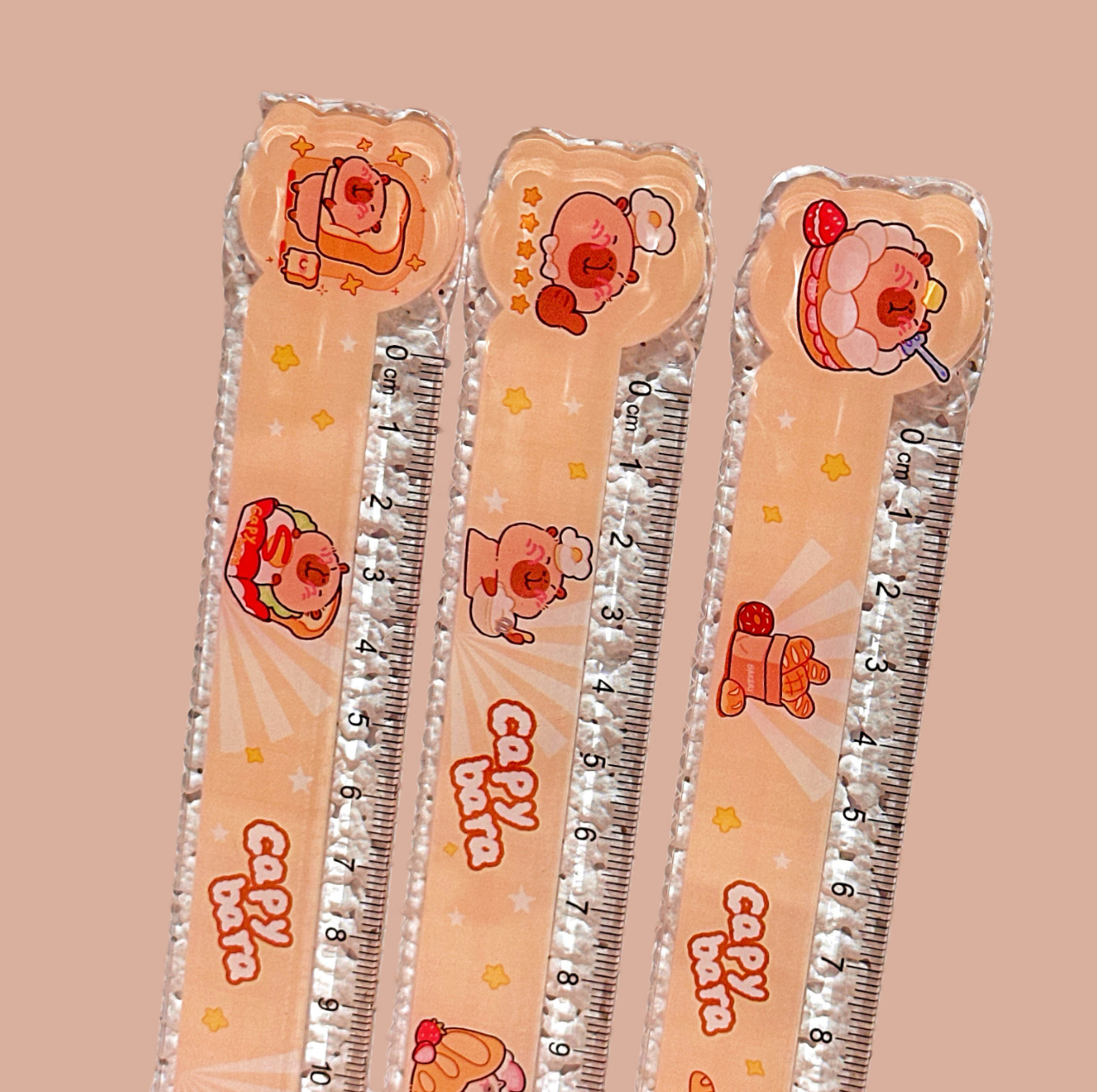 Capibara 15cm regla recta red de ondas regla de modelado pintura estudiantes de primaria para aprender artículos de papelería