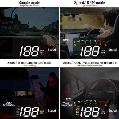 Vehicle HUD Obd2 Head-Up Display Portable
