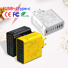 智能旅行充专供电商4USB 4Type-c多接口快充手机充电器 QC5.0充电