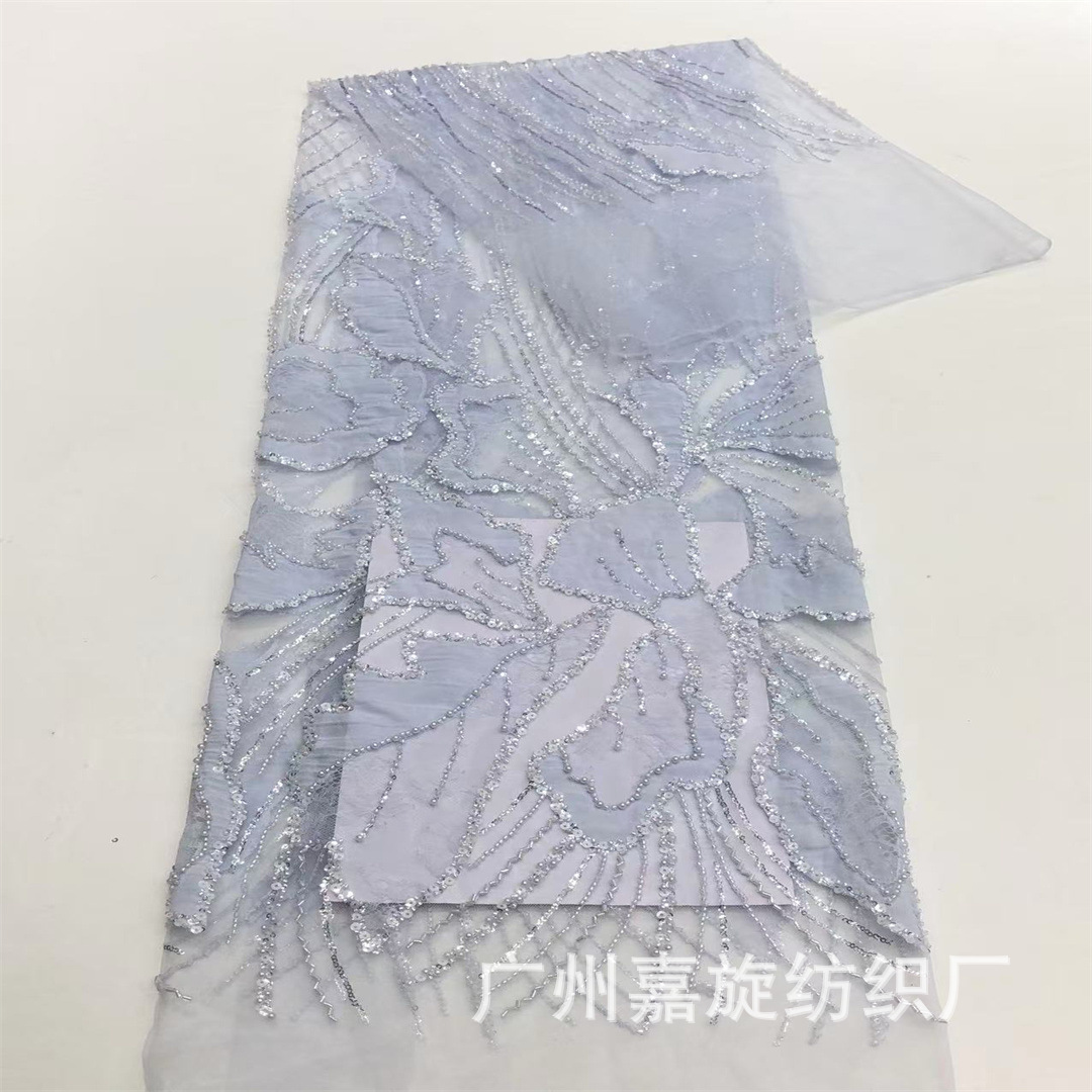 Nuevo tejido de encaje de tubo con lentejuelas bordadas con láser, vestido de noche infantil, tela bordada, tela de encaje