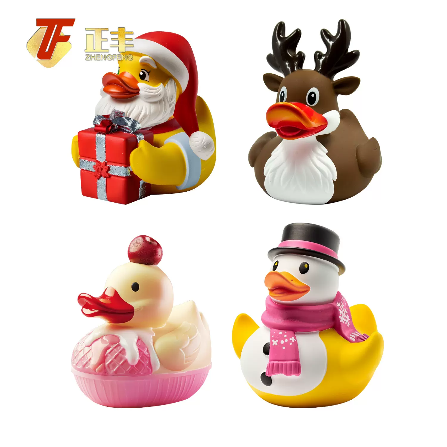 跨境圣诞节套装礼品摆件发声精品大黄鸭子无孔搪胶鸭儿童洗澡玩具