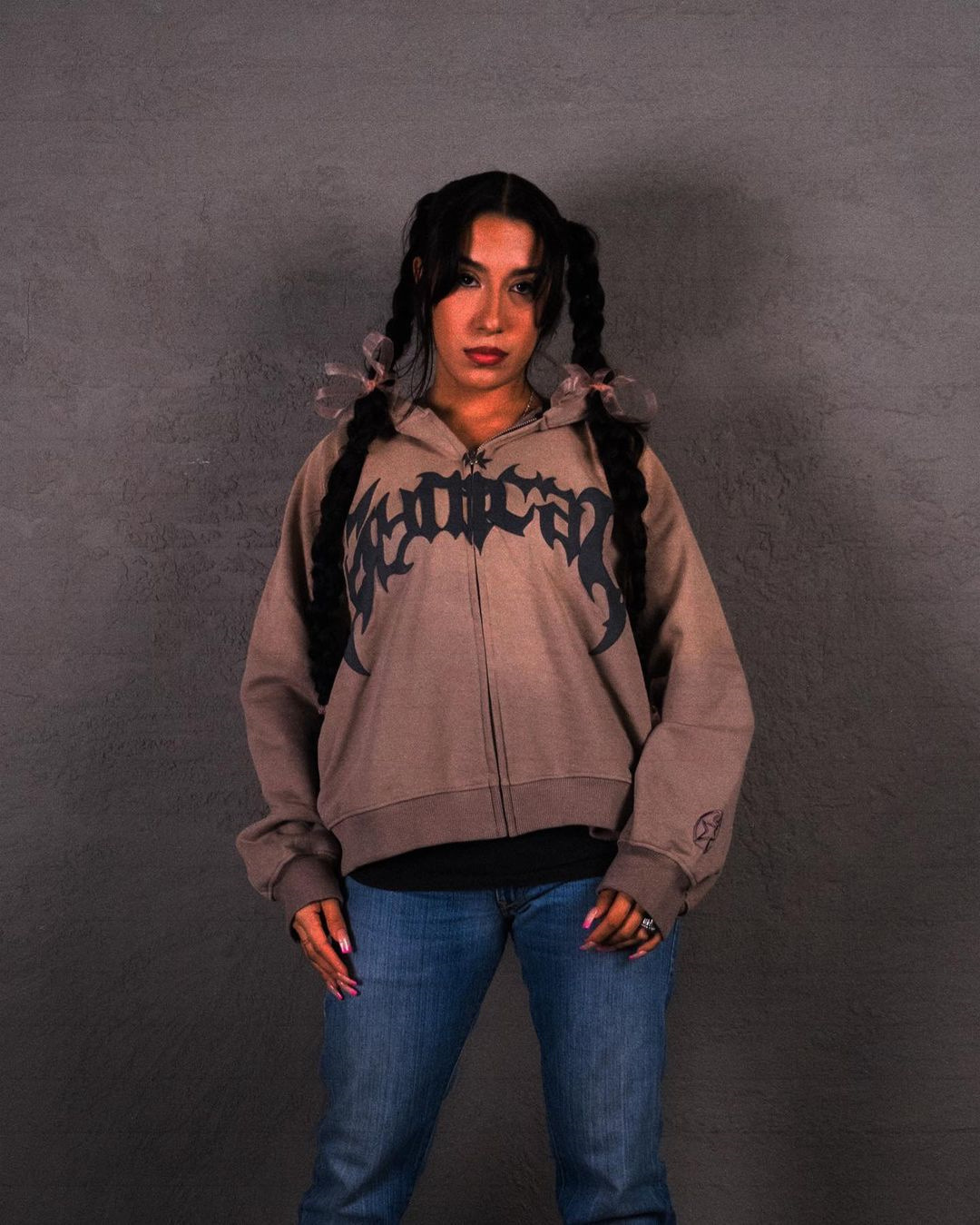 Sudadera con capucha y cremallera american retro gothic estrellas_voghion.com