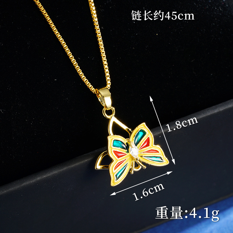 Vietnam oro colorido collar de mariposa giratorio anillo abierto de fábrica de temperamento femenino suministro al por mayor explosión en vivo