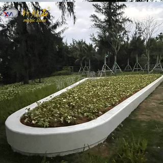 白色现浇人造石花坛坐凳 预制高强混凝土拼接水磨石坐凳 uhpc座椅