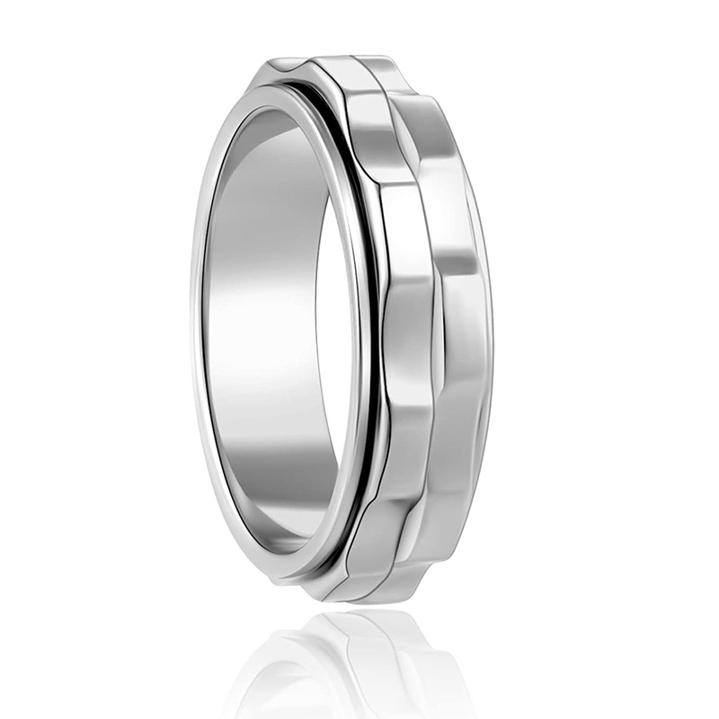 Men's Gender Hip-Hop Geometric Solid Color Titanium Steel Men's Rings