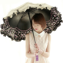 太陽傘女睛雨兩用雙層加倍防紫外線蕾絲女神遮陽傘韓國公主傘